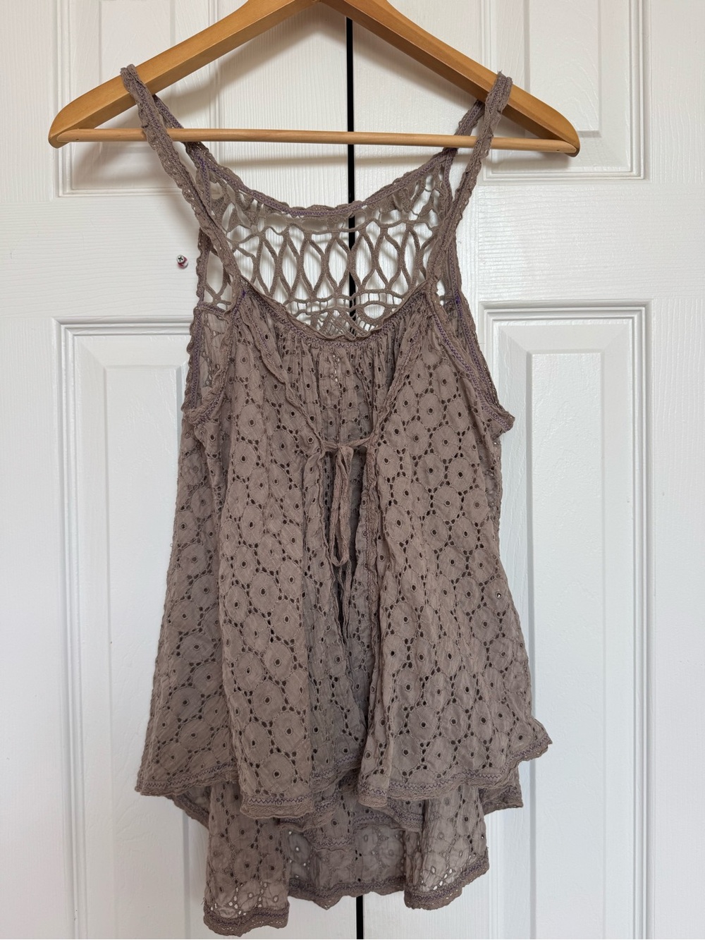 Free People Cami Tank Gray Cotton Lace Boho Festival Top Women’s Size XS - Picture 2 of 4